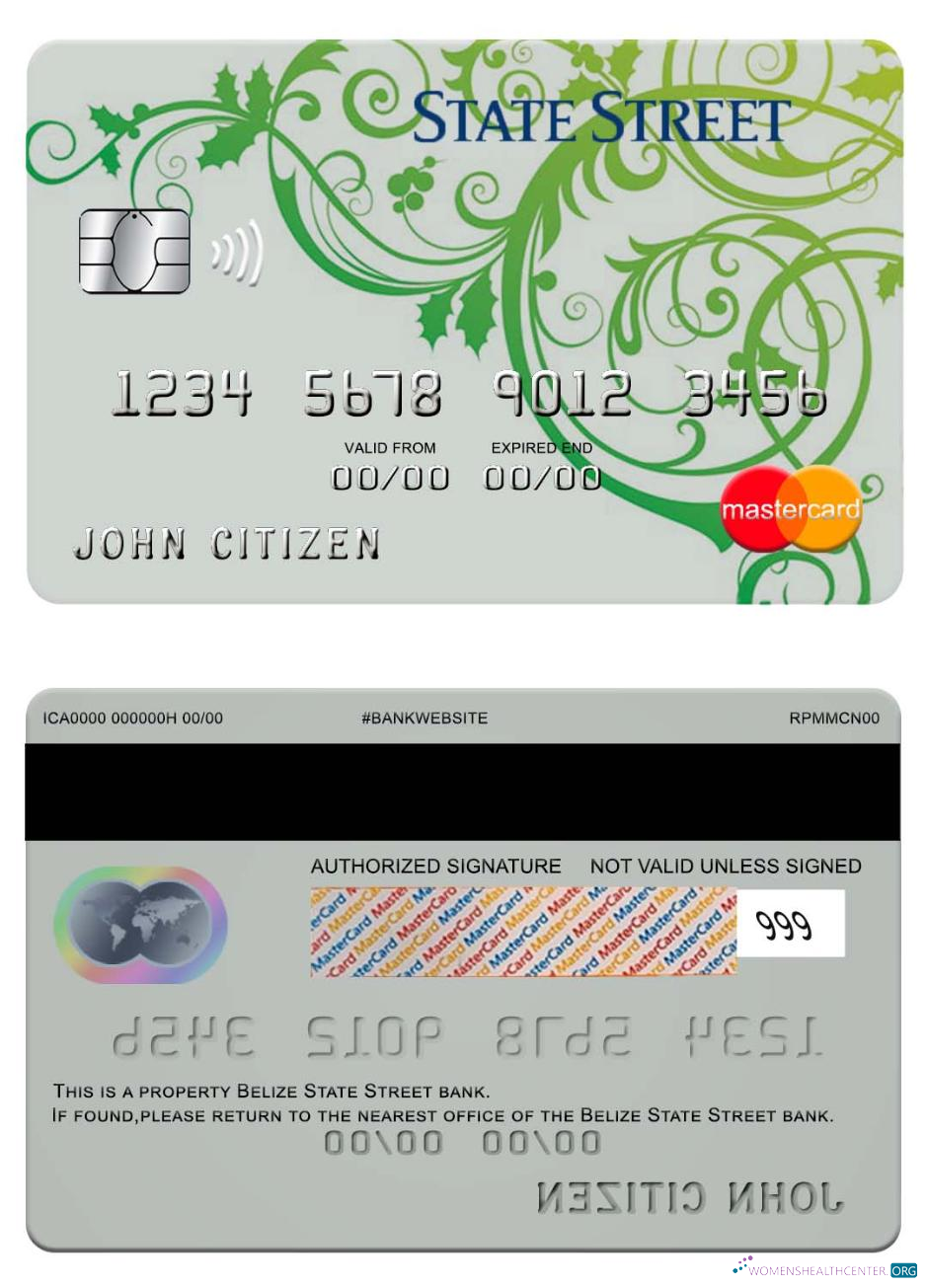 Download Belize State Street bank mastercard Photoshop template